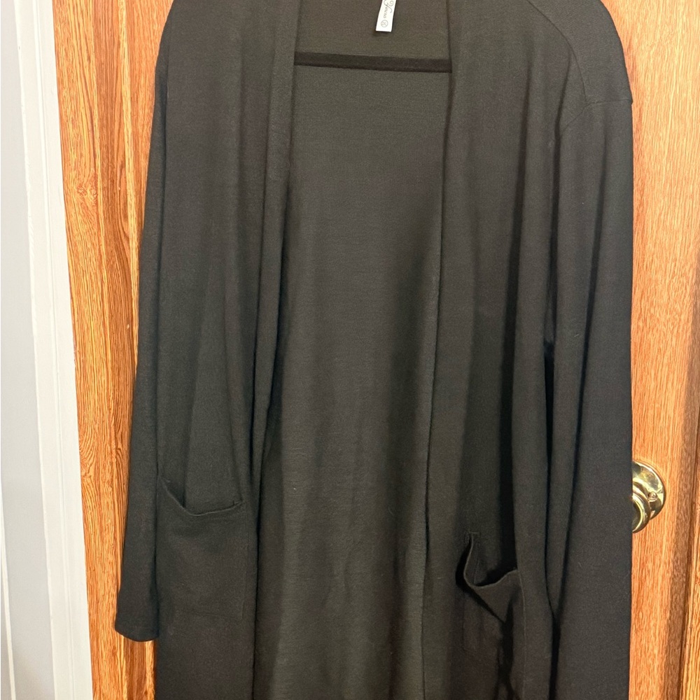 Black Open Front Cardigan